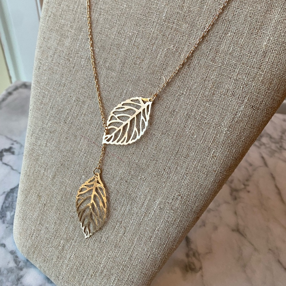 Gold Double Leaf Necklace